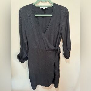 Amour Vert silk textured black wrap dress size XS